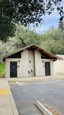 Restrooms at parking lot.