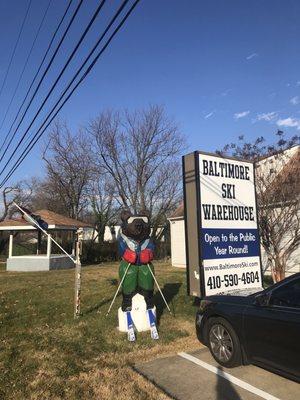 Sign and bear easily visible from the road.