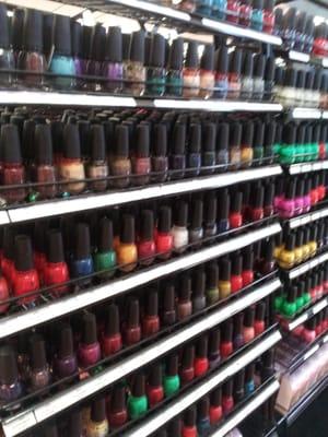 HUGE, varying selections of nail polishes available