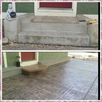 Removed an old set of steps that and replaced with a single bull nose step