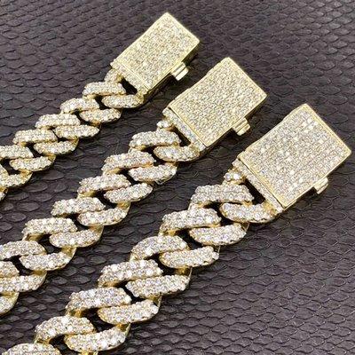 14K Yellow Gold Miami Cuban link Diamond Necklaces & Bracelets