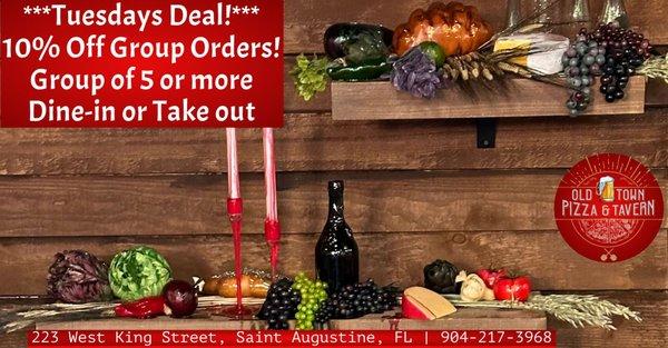 Tuesdays Group Deal at Old Town Pizza & Tavern