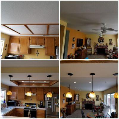 Helping homeowners update lighting. Before and after.