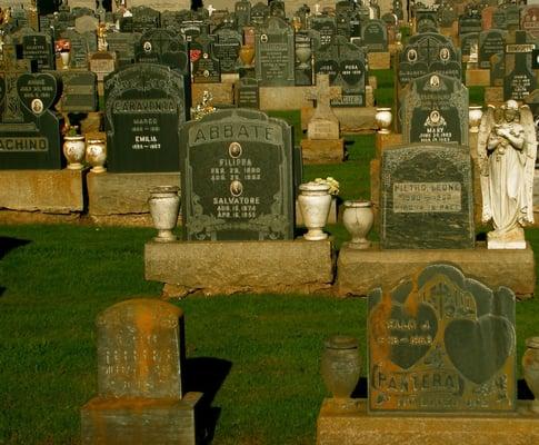 Rows of graves at the Italian Cemetery.