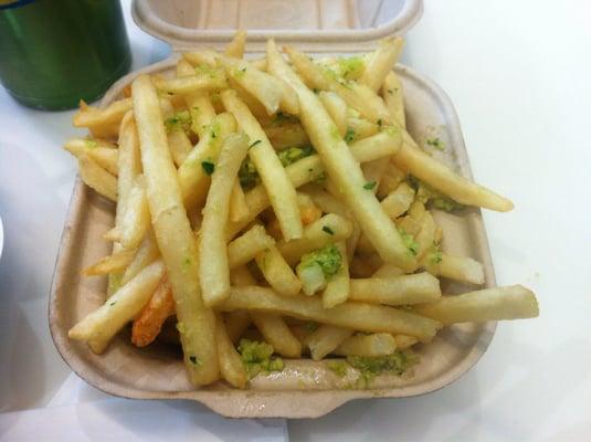 Garlic fries, $4+$1 garlic topping