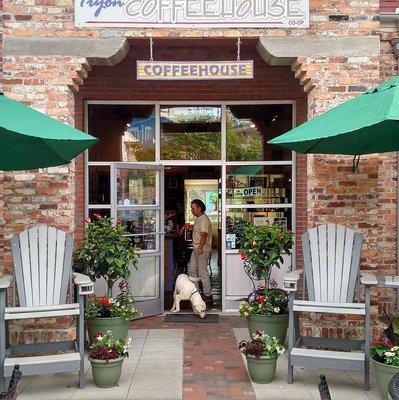 Plenty of outside seating on patio and "friendly-dog" friendly