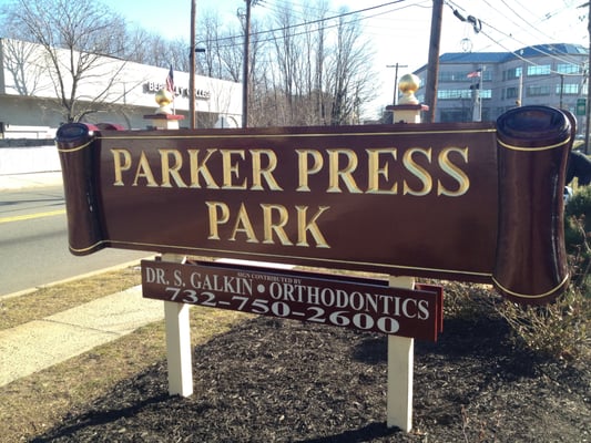 Parker Press sign sponsored by our practice.