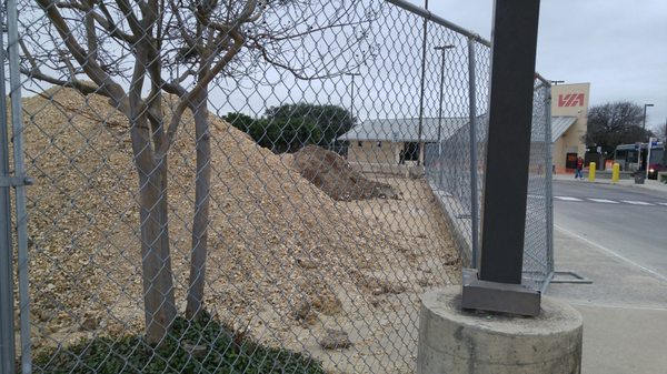 The Ingram Transit Center is being remodeled and updated. This is the public parking lot all torn up.