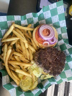 Hamburger and french fries