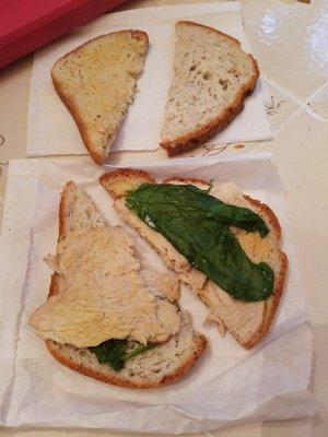 Very dry...almost no Dijon, 5 pieces of wilted spinach and hardly any turkey. No sundried tomatoes that were supposed to be on there.