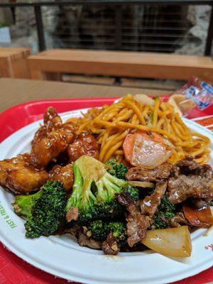 Beef & Broccoli, Orange Chicken and Lo Mein Noodles from Manchu WOK!