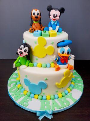 Disney's Baby Mickey Mouse, Donald Duck, Goofy and Pluto Two- Tiered Cake