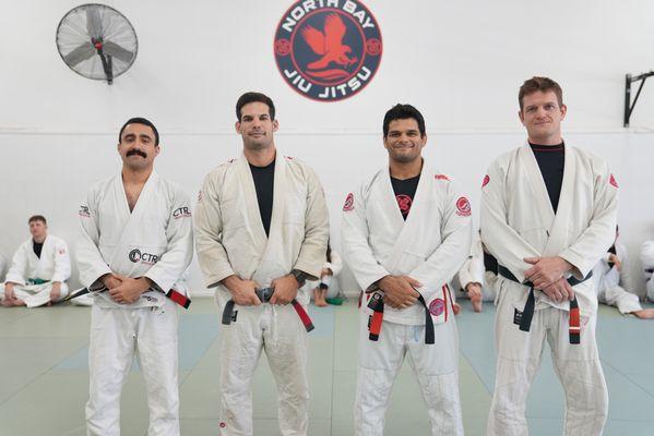 North Bay Jiu Jitsu's four black belts. Paulo Silva, Chris Cashman, Tryfon Stathopoulos, and Andrew LeCount