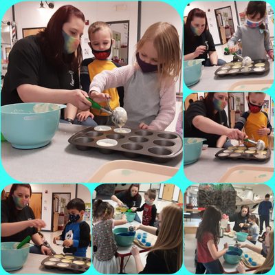 Cooking activities happening during Dr. Seuss week.