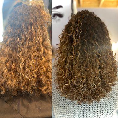 Before and after a curly cut!