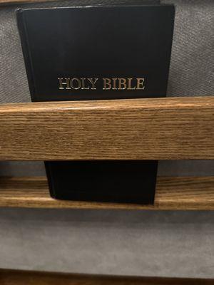 Bible is in pew just for anybody to use and get right with the LORD.