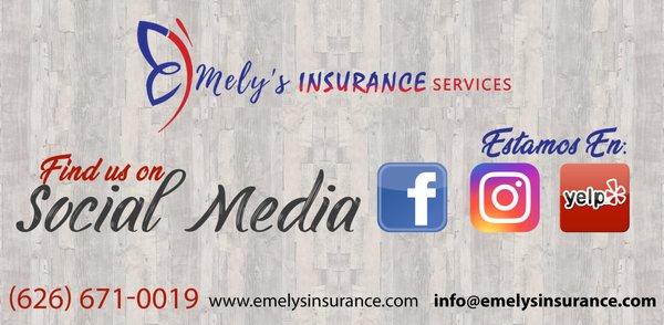 info@emelysinsurance.com Contact us for a free quote. Llamenos ya para una cotización gratis  (626) 671-0019