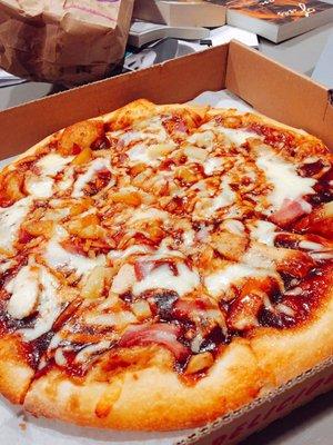 The BBQ chicken pizza is so good!