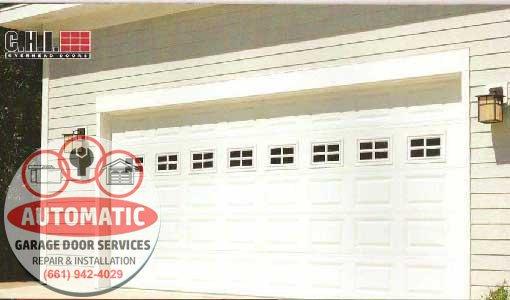 Garage Door Window Options:  Many different window designs to choose from. Shown here is a short panel Stockton.  Options to suit you.