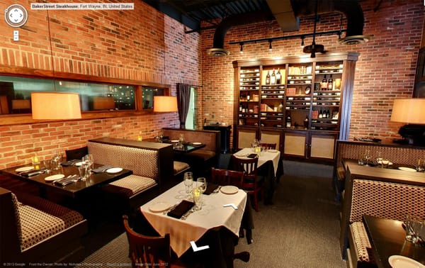 Google Business Photos virtual tour at Baker Street Steakhouse.