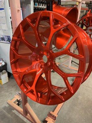 Candy red powder coated wheels