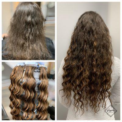 Curly tape extensions