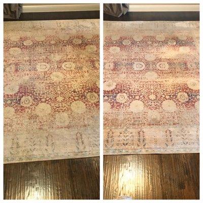 Left before, right after. Hard to tell with this rug, but it looks great to me.