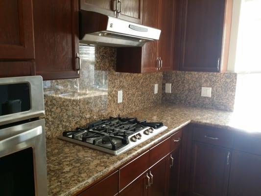 Giallo Fiorito Counter Top with Full Backsplash