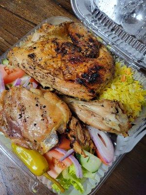 Half grilled chicken meal