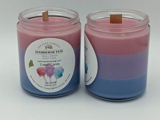 I love making layered candles! These beauties feature cotton candy fragrance and three beautiful colors.