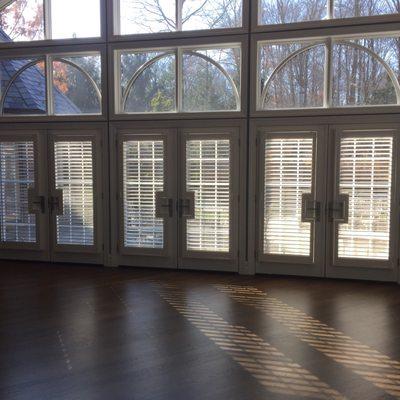 Custom shutters with French door cutouts