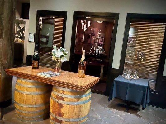 Wine room inside of restaurant.