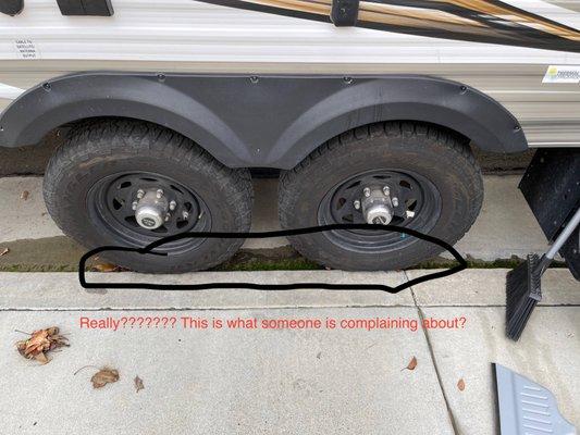 Receiving a complaint from the HOA for my trailer's tires being on the curb!!! It hasn't even been on the street for 24 hours!!!