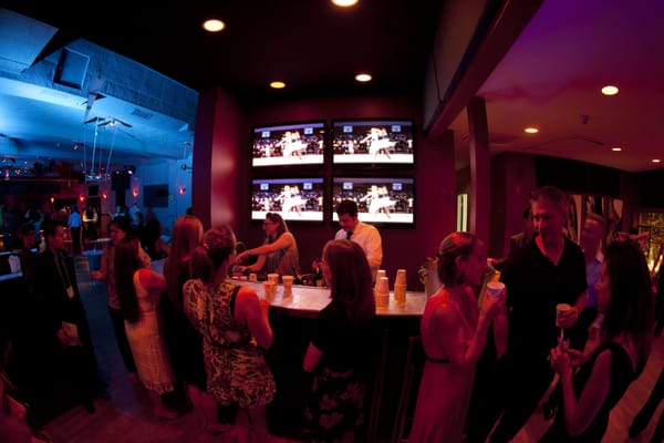 Socializing Club Area at Waltham Studio - Complete with four 50" plasma screens