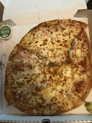 Horrible customer service. This is how my pizza got delivered.