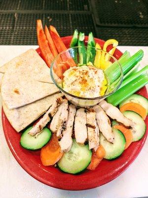 Our very first hummus platter. Those pitas came out of the wood-fired oven moments before following the house-made hummus to their destiny