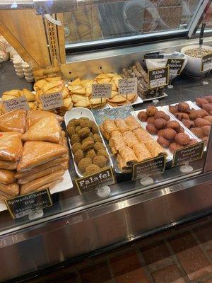 Pumpkin kibbeh, samosas, falafel, etc.