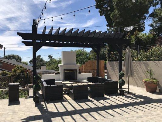 Outdoor fireplace, pergola