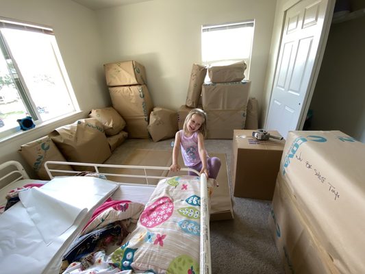 My daughter's room, almost all packed up (beds are last)