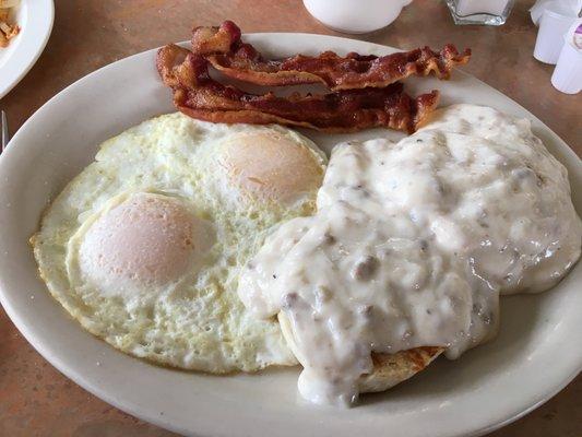 Biscuits & Gravy special with bacon