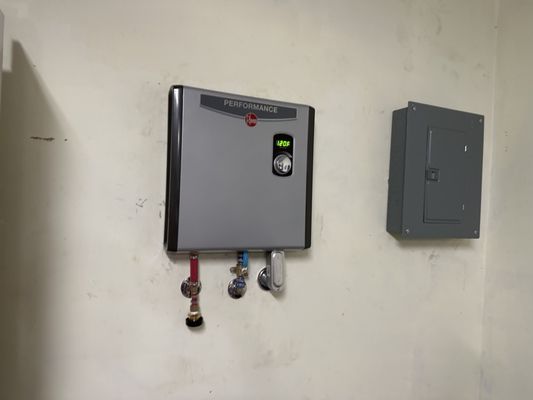 New Rheem electric tankless water heater install.