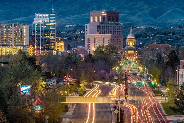 Boise from the Train Depot in the evening.