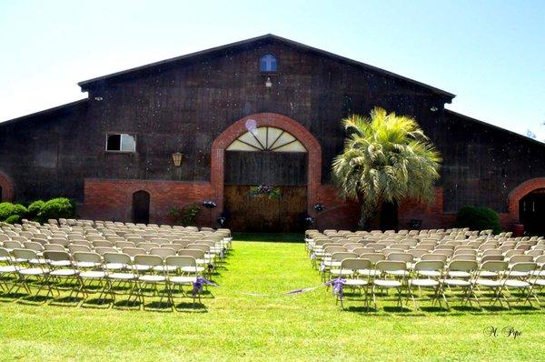 New Barn at Jack Tone Ranch, setup for wedding with 350 guests.