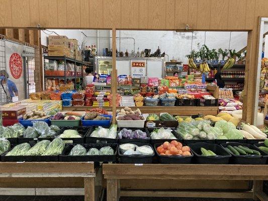 Front of store with fresh veggies