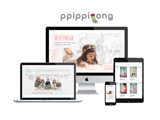 Landing page design and implementation for Ppippilong, a childrens clothing company based out of LA California.