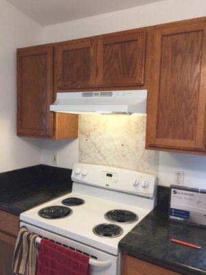 New range vent hood replaced.