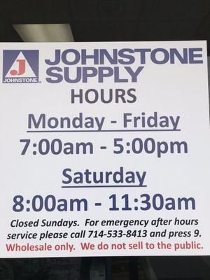 Business Hours Posted on Front Door