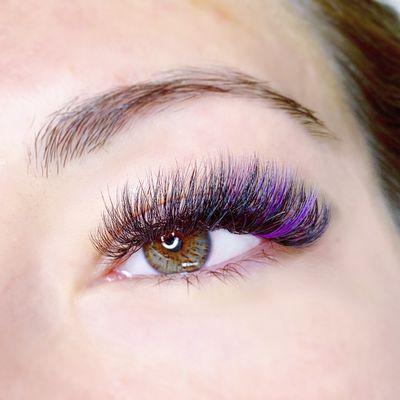 Full volume with purple lashes