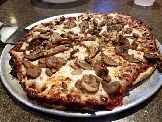 A tasty mushroom pizza