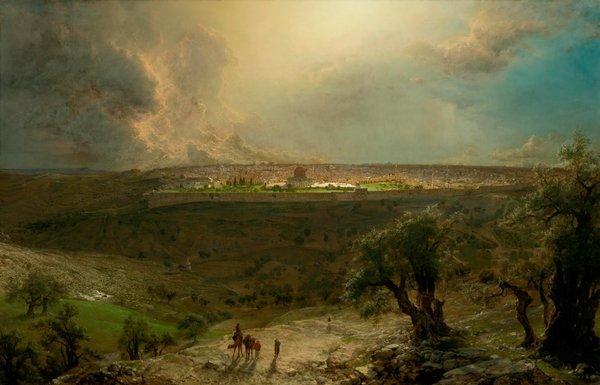 Jerusalem from the Mount of Olives, Frederic Edwin Church (1926-1900), Nelson-Atkins Museum of Art [gift of Enid and Crosby Kemper Fdn, 1977